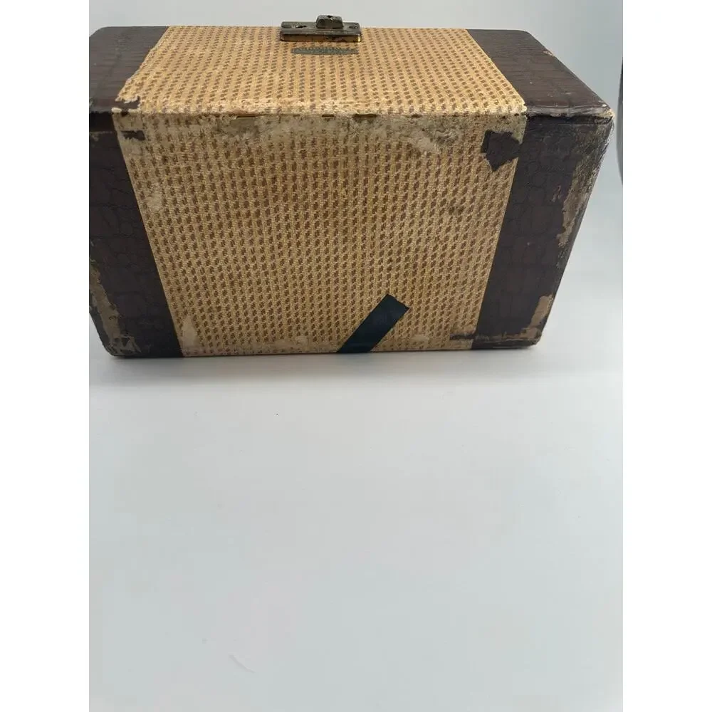 Vintage Gadabout Neevel Train Case Makeup Case Faux Alligator 1940s Brown USA